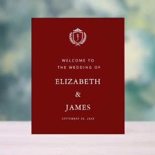 Burgundy Crest Mariage Bienvenue, Initiales Person