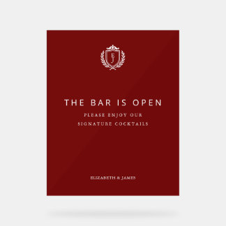 Burgundy Crest Wedding Welcome, Custom Initials