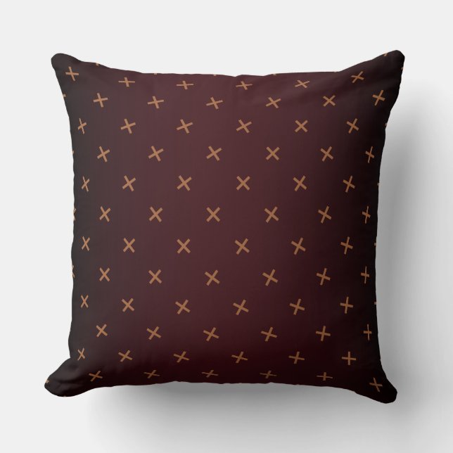 Burgundy Cross Throw Pillow (Front)