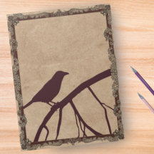 Burgundy Crow - Fancy Frame on Antique Background