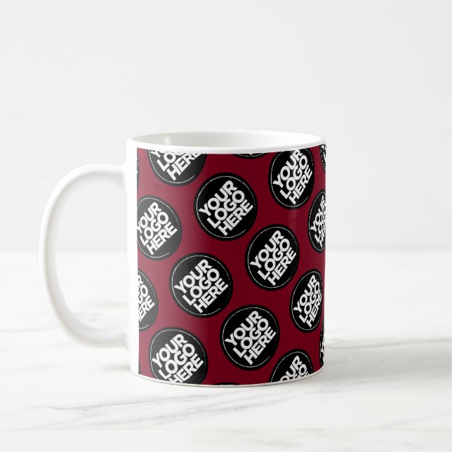 Burgundy Custom logo business pattern employee Coffee Mug (Left)