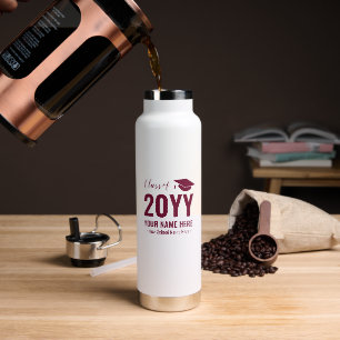 Burgundy Custom Name Personalized Graduation Gift Water Bottle