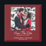 Burgundy Custom Photo Wedding Save The Date Magnet<br><div class="desc">Elegant Burgundy Christmas Custom Photo Wedding Save The Date Magnet. Personalize with your beautiful picture. Share your special moments during this holiday season with your family and friends. Easy to customize. Get yours today!</div>