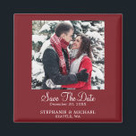 Burgundy Custom Photo Wedding Save The Date Magnet<br><div class="desc">Elegant Burgundy Christmas Custom Photo Wedding Save The Date Magnet. Personalize with your beautiful picture. Share your special moments during this holiday season with your family and friends. Easy to customize. Get yours today!</div>