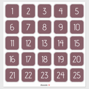 Burgundy Customizable Square Number Stickers 
