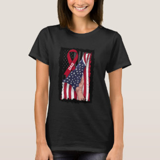 Burgundy Dad Multiple Myeloma Awareness Ribbon Ame T-Shirt
