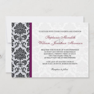 Burgundy Damask Monogram Invitation