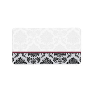 Burgundy Damask Wedding Address Labels