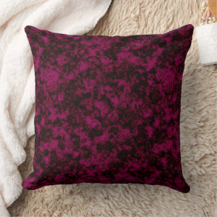 Burgundy dark marble with dark veins throw pillow