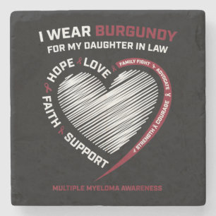 Burgundy Daughter In Law Multiple Myeloma Stone Coaster