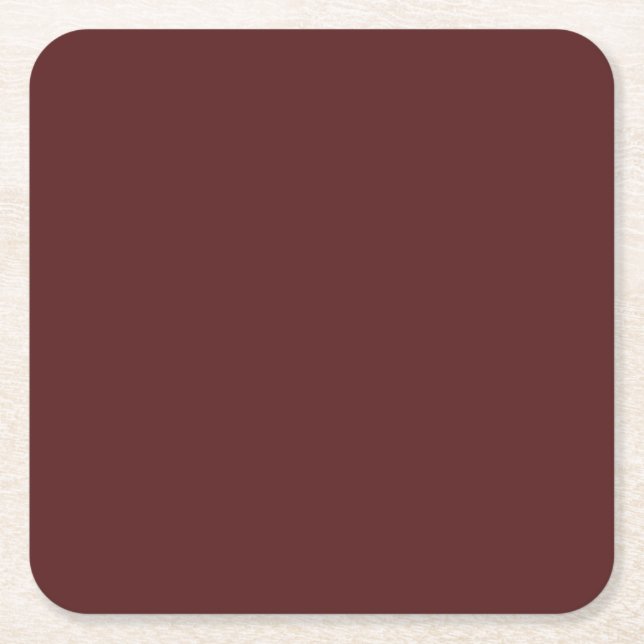 Burgundy Deep Red Custom Branded Square Paper Coaster (Front)