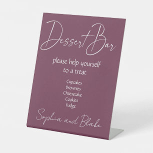 Burgundy Dessert Bar Wedding Pedestal Sign