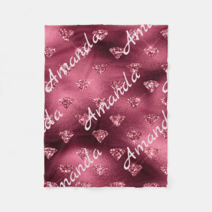 Burgundy Diamond  Personalized Fleece Blanket