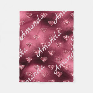 Burgundy Diamond Personalized Fleece Blanket