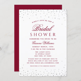 Burgundy Diamonds Modern Luxury Bridal Shower Invitation