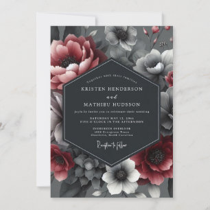Burgundy Dramatic Bloom Wedding Invitation