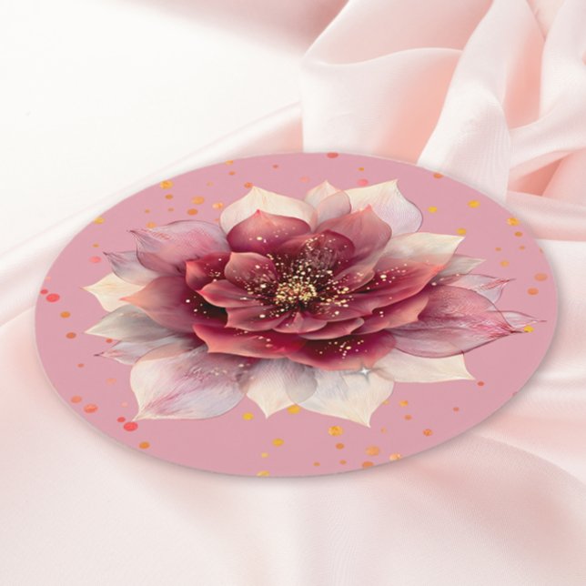 Burgundy Dream Flower Round Paper Coaster (Creator Uploaded)
