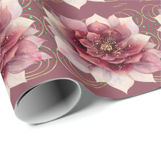 Burgundy Dream Flower Wrapping Paper