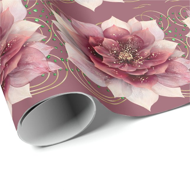 Burgundy Dream Flower Wrapping Paper (Roll Corner)