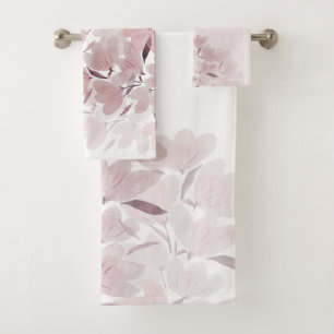 Burgundy Dream Leaves Watercolor Bath Towel Set