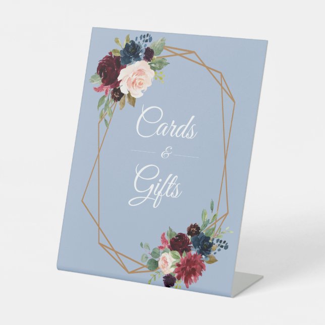 burgundy dusty blue Cards & Gifts sign (Front)