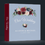 burgundy dusty blue floral wedding album binder<br><div class="desc">capture the lovely memories of your wedding in this binder with watercolor burgundy dusty blue flowers. The colour and text can be changed.</div>
