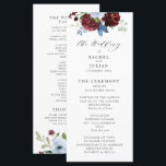 burgundy dusty blue floral wedding program<br><div class="desc">A bohemian theme with watercolor burgundy dusty blue flowers. You can personalize the text and colours on this wedding program.</div>