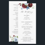 burgundy dusty blue floral wedding program<br><div class="desc">A bohemian theme with watercolor burgundy dusty blue flowers. You can personalize the text and colours on this wedding program.</div>