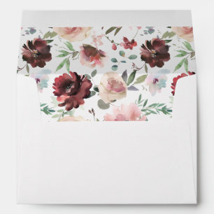 Burgundy & Dusty Blush Pink 5 Floral Envelope
