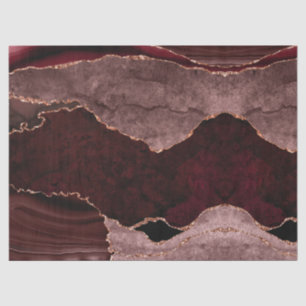 Burgundy Dusty Pink Rose Gold Agate Geode Modern Tissue Paper