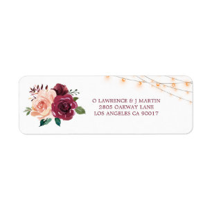Burgundy Dusty Rose Floral Lights Mariage Adresse