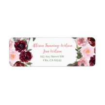 Burgundy Dusty Rose Watercolor Retour Adresse