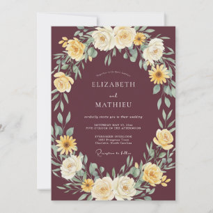 Burgundy Earthy Harvest Wedding Invitation