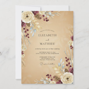 Burgundy Earthy Rustic Wedding Invitation
