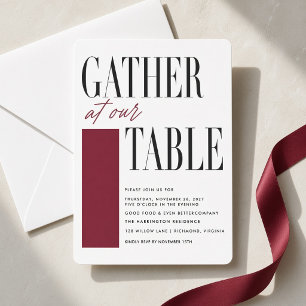 Burgundy Editorial Thanksgiving Dinner Invitation