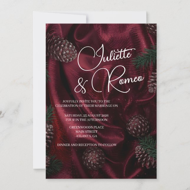Burgundy Elegance  Invitation (Front)