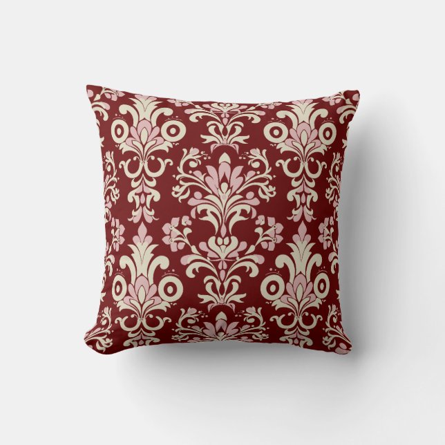 Burgundy Elegance Throw Pillow (Front)