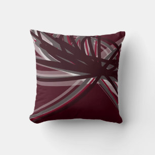 Burgundy Elegant Abstract Ribbon Design Throw Pillow