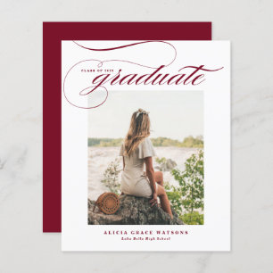 Burgundy Elegant Calligraphy Graduation Invitation