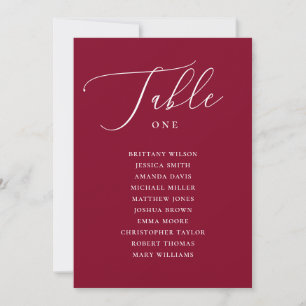 Burgundy Elegant Calligraphy Wedding Seating Chart Invitation
