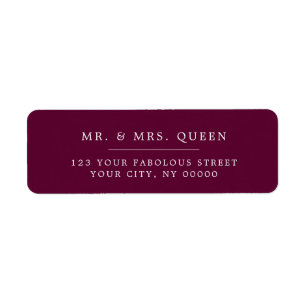 Burgundy Elegant Classique Simple Adresse de retou