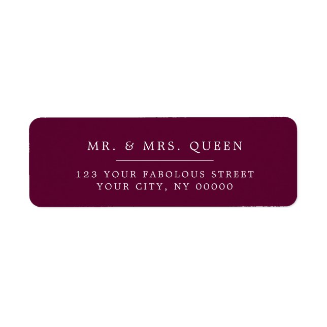 Burgundy Elegant Classique Simple Adresse de retou (Devant)