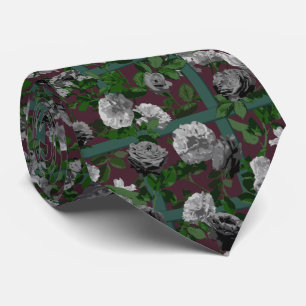 Burgundy Elegant Floral Roses   Tie