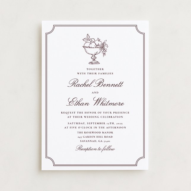 Burgundy Elegant Frame Wedding Invitation (Créateur téléchargé)