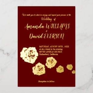 Burgundy Elegant  Real Golden   Foil Invitation