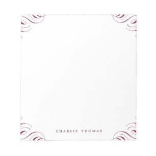 Burgundy elegant vintage personalized stationery notepad