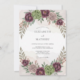 Burgundy Elegant Woodland Wedding Invitation