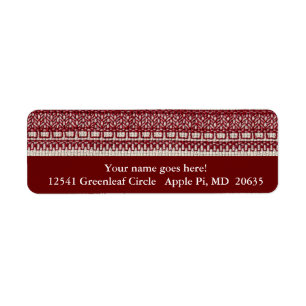 Burgundy embroidery address label