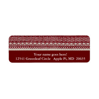 Burgundy embroidery address label