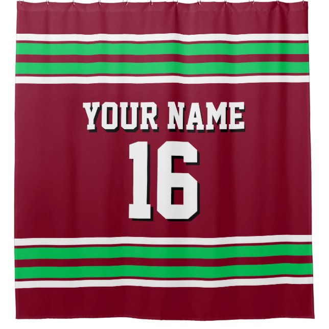 Burgundy Emerald Green White Stripes Sports Jersey (Front)